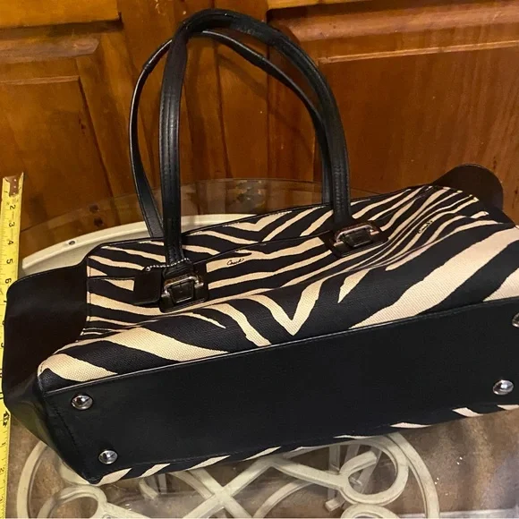 Coach Taylor Zebra Print Tote Shoulder Bag Y2K Silver Hardware - Picture 12 of 16